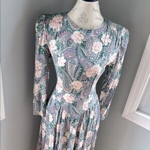 Vintage Betsy’s Things‎ rayon floral paisley prairie cottage long midi Small